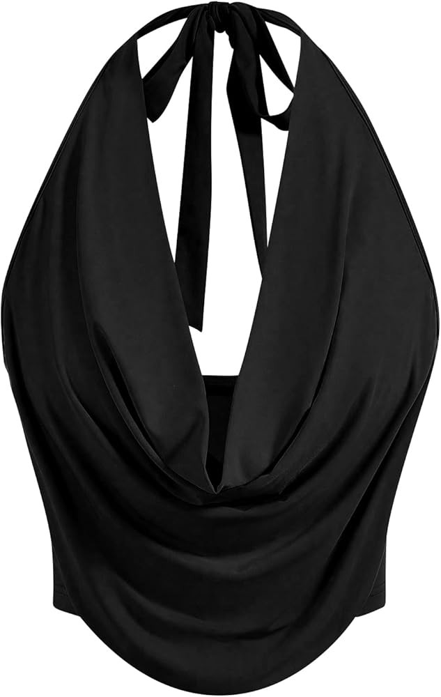 SOLY HUX Women's Halter Draped Front Tank Top Sexy Backless Going Out Crop Vest Tops | Amazon (US)