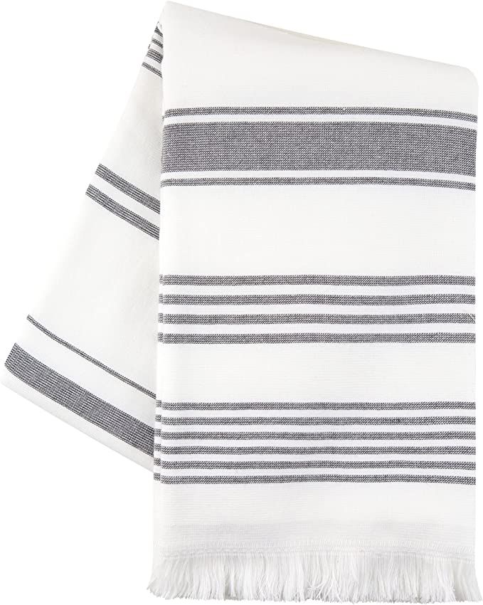 Bath Towel Turkish Towel 100% Cotton, Hammam White Towel, Soft and Absorbent Terry Backing Oeko T... | Amazon (US)