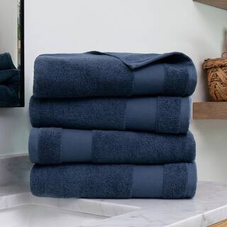 Becky Cameron 4-Piece Navy Ultra Soft Cotton Bath Towel Set IH-TO520-4PK-NA - The Home Depot | The Home Depot