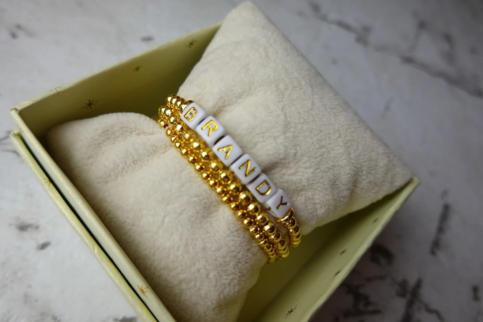 3 Pack Name Bracelet Set Custom | Silver or Gold | Name Bracelet | Beaded Bracelet | Stretch Brac... | Etsy (US)