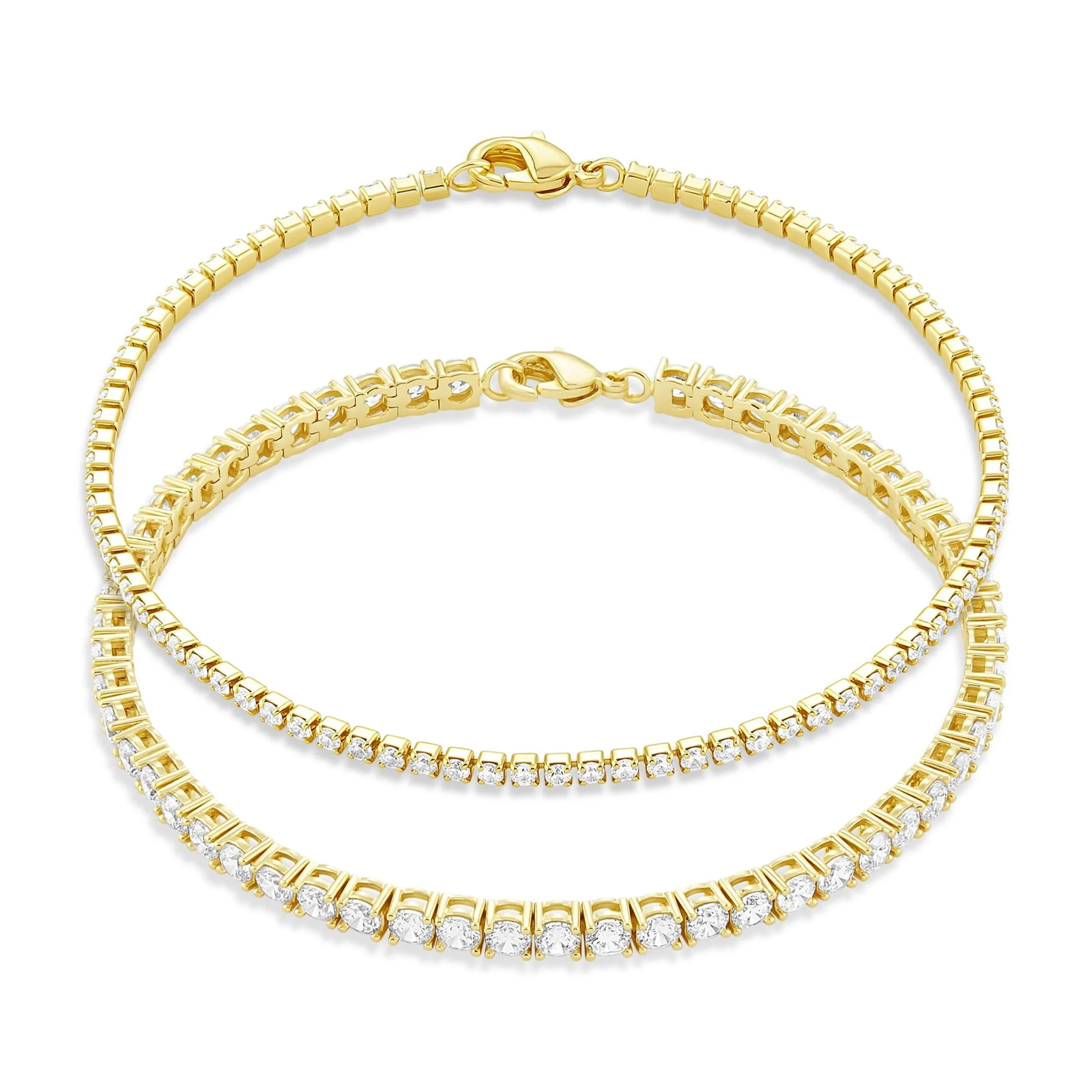 Believe by Brilliance Women s Flash Gold Plated Cubic Zirconia Tennis Bracelet Set | Walmart (US)