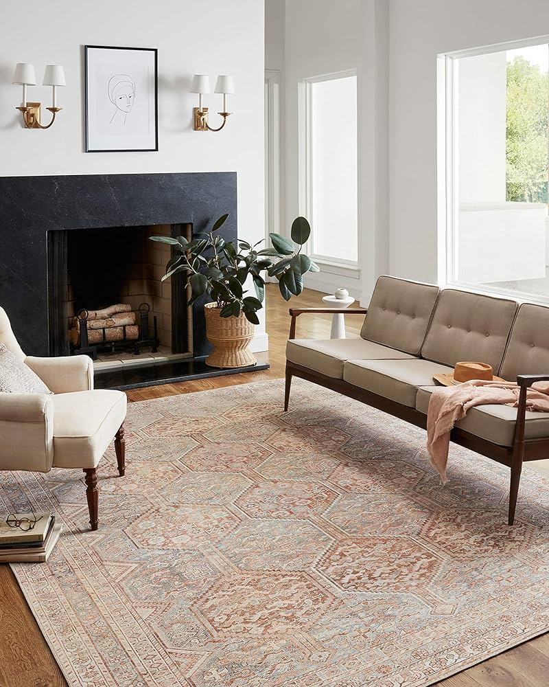 Loloi Chris Loves Julia x Loloi Jules Collection JUL-04 Area Rug 7'-6" x 9'-6" Tangerine/Mist Rec... | Amazon (US)