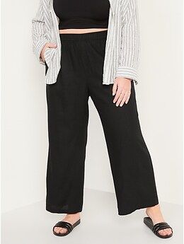 High-Waisted Linen-Blend Wide-Leg Pants for Women | Old Navy (US)