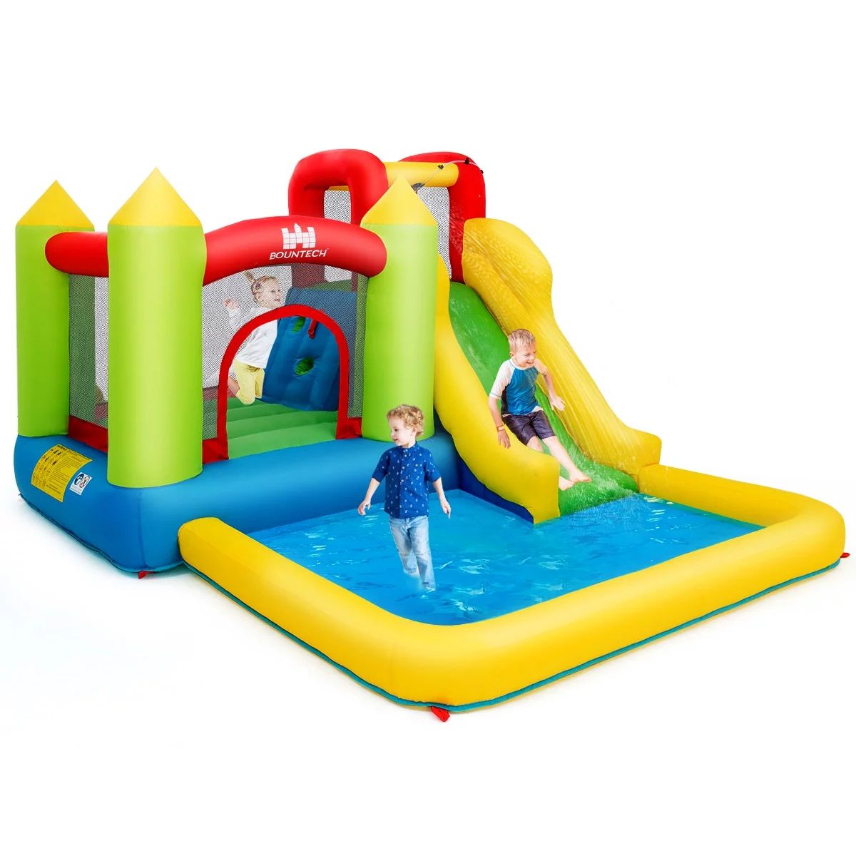 Inflatable Bounce House Water Slide Jump Bouncer w/Climbing Wall and Splash Pool | Walmart (US)