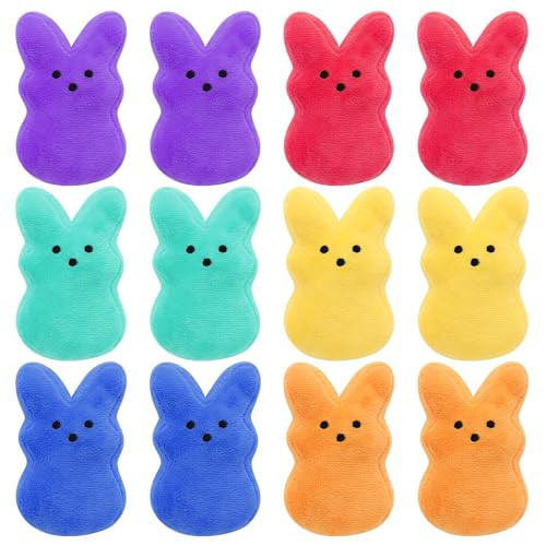 RLXGCZ 12 pcs Easter Bunny Plush Toy Bunny Stuffed Animal Decorations Basket Stuffers Gift Cute Bunny Doll Bulk Toys Easter Party Favors Gift for Girls Boys (B-12PCS) | Amazon (US)