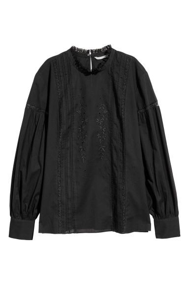 H & M - Blouse with Embroidery - Black | H&M (US + CA)