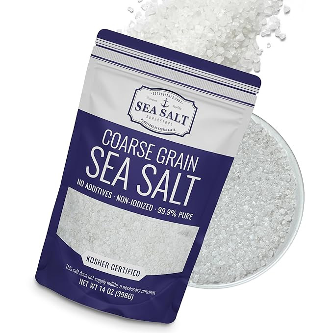 Sea Salt Superstore Coarse Sea Salt for Grinder Refill, Coarse Grain Kosher, Non-Iodized Unrefine... | Amazon (US)