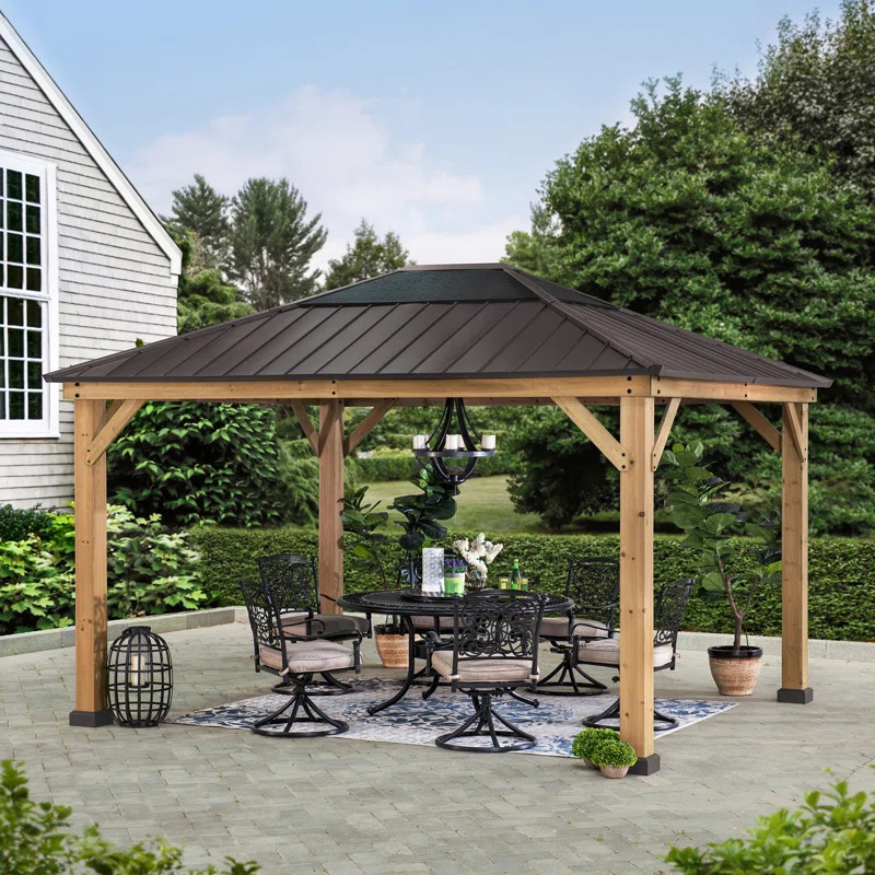 12 Ft. W x 10 Ft. D Solid Wood Patio Gazebo | Wayfair Professional