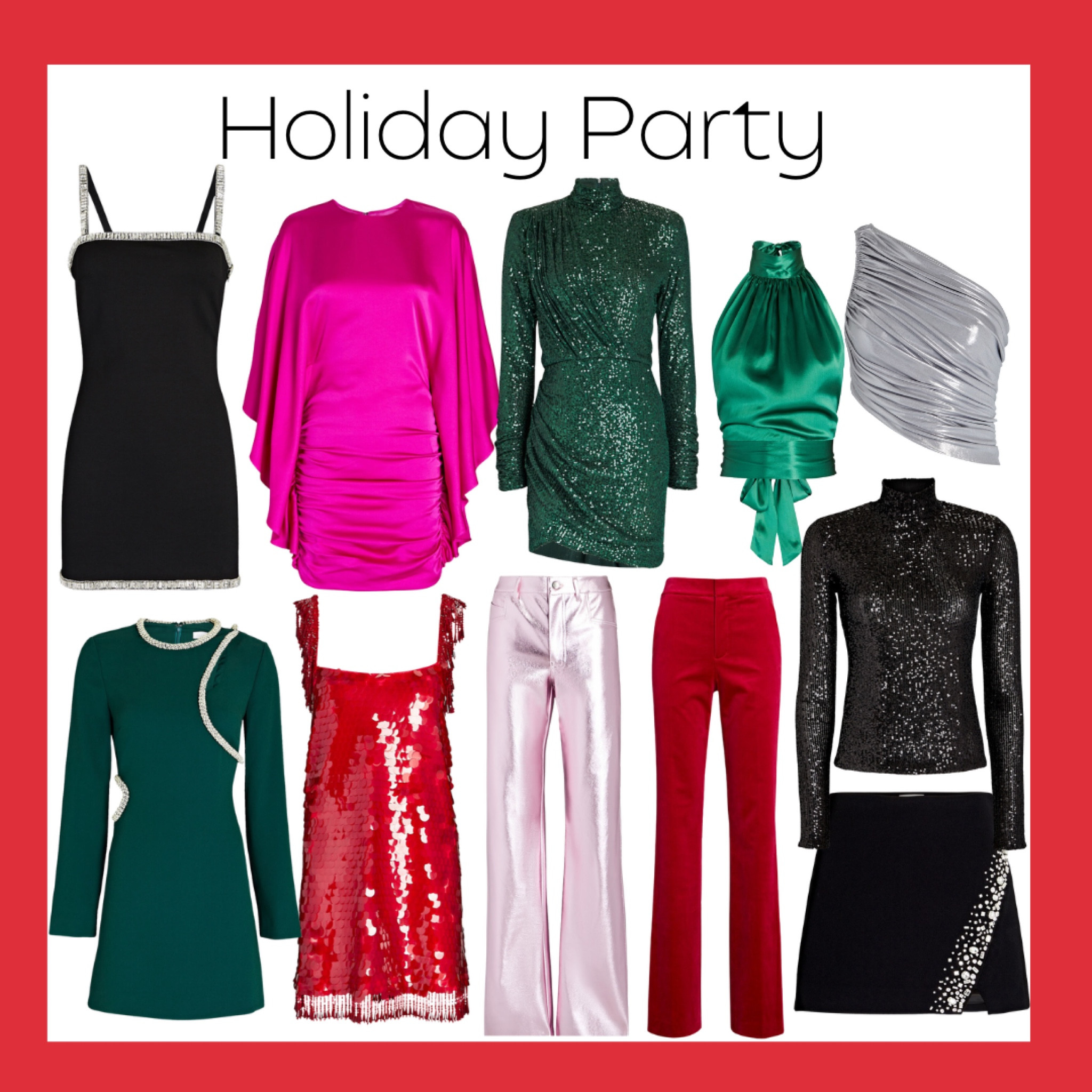 holiday party. christmas outfit. holiday outfit. green dress. green top. sparkles. sparkly dress. pink dress. red dress. green dress. 

#LTKSeasonal #LTKstyletip #LTKHoliday