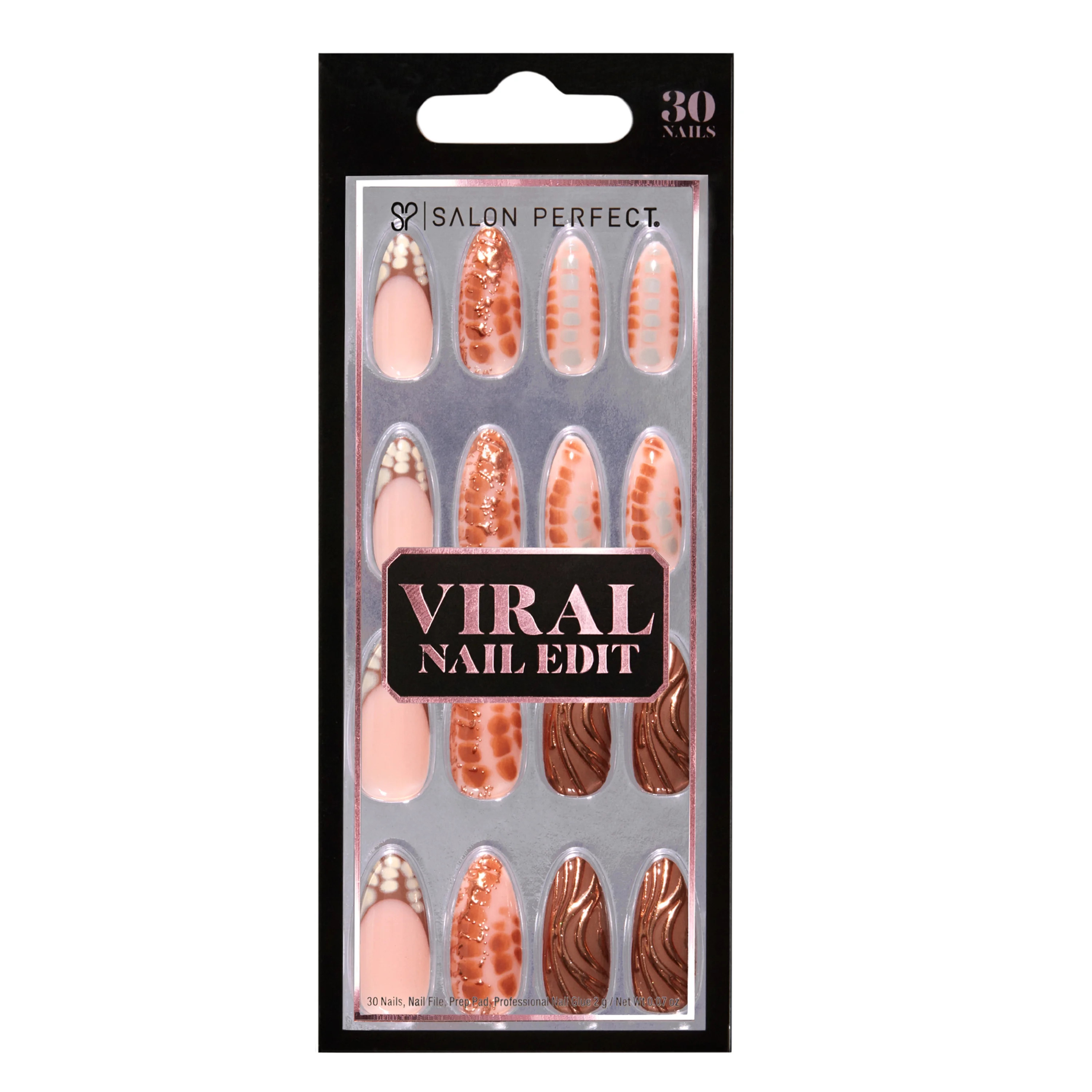 SALON PERFECT PRESS ON NAILS, 311 VIRAL NAIL EDIT, ANIMAL PRINT, FAKE NAIL KIT, FILE & GLUE INCLU... | Walmart (US)