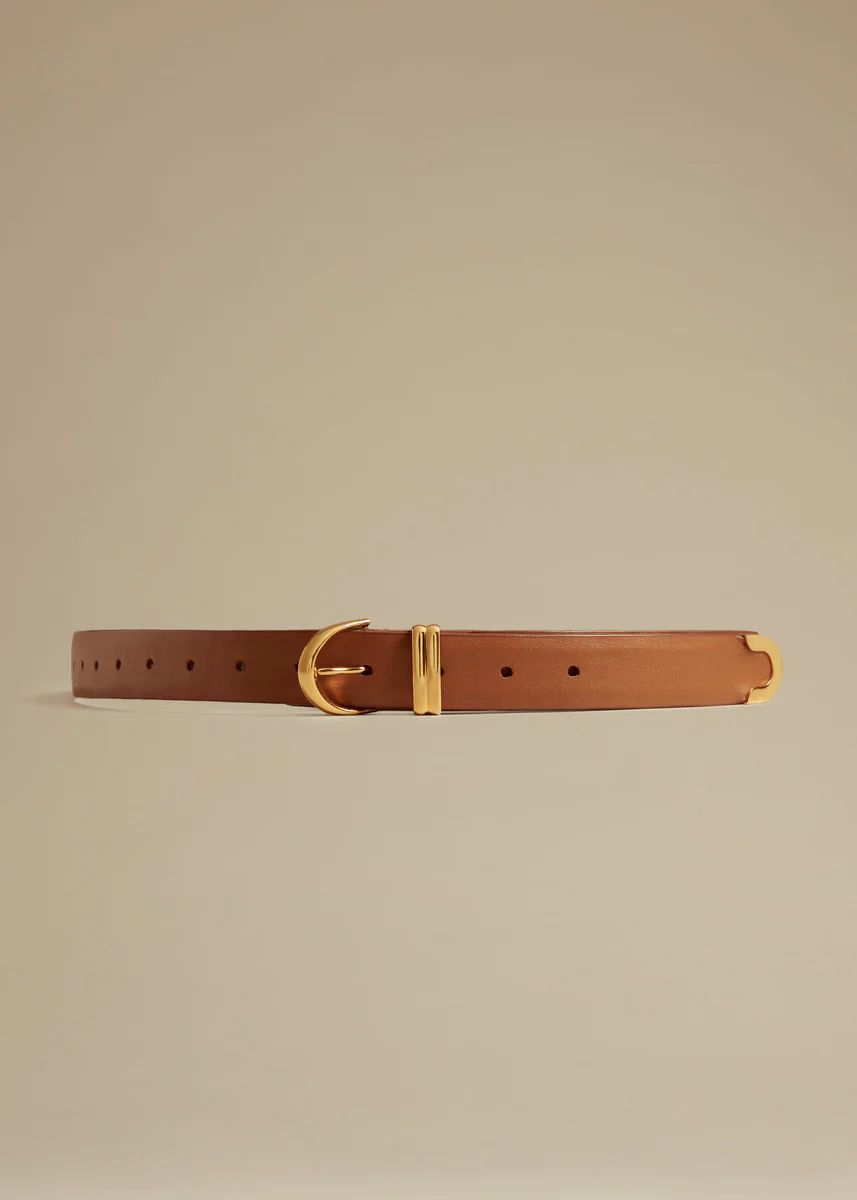 The Bambi Belt in Caramel Leather with Gold | Khaite
