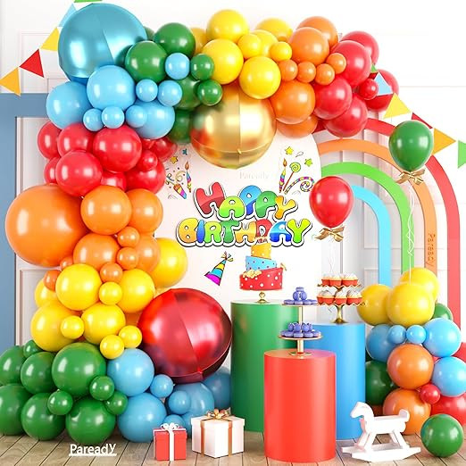Colorful Balloon Garland Arch Kit, 120pcs Rainbow Balloon Arch Kit With Red Gold Blue 4d Foil Bal... | Amazon (US)