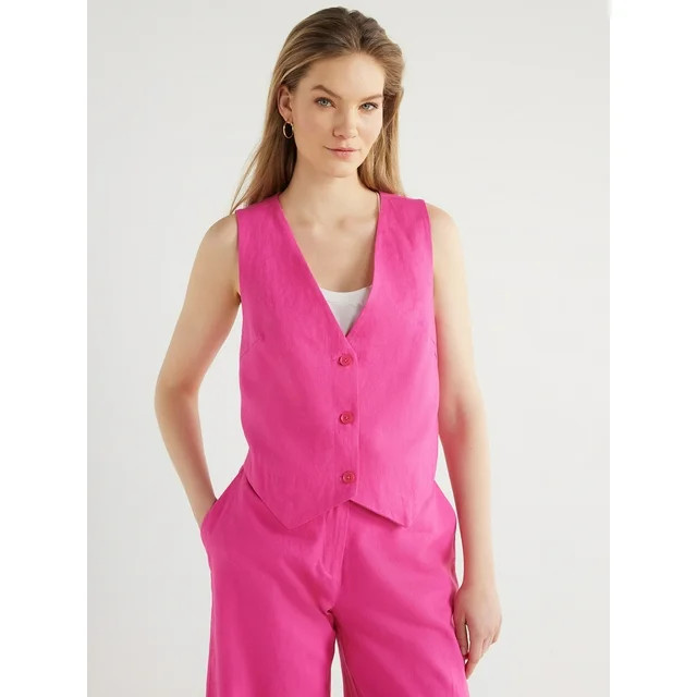 Scoop Women's Tailored Linen Vest, Sizes XS-XXL | Walmart (US)