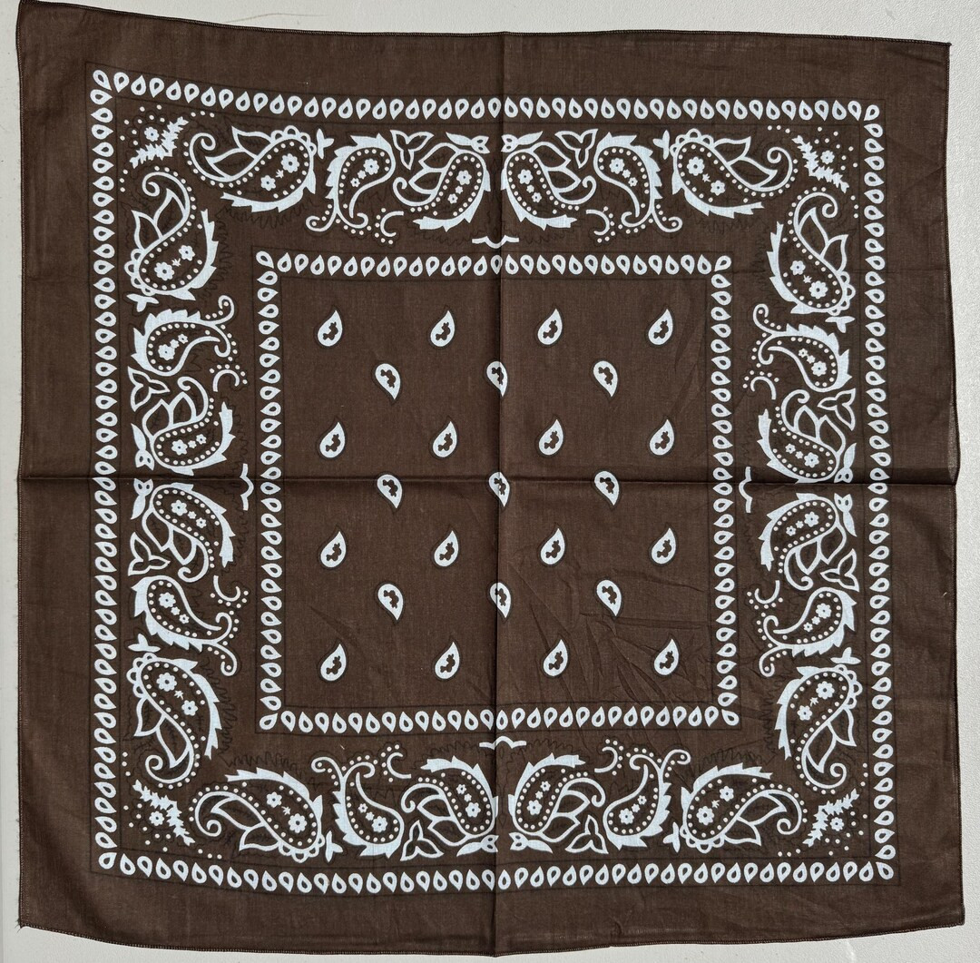 Oversized Paisley Bandana: 100% Cotton, 27" Brown & White - Etsy UK | Etsy (US)