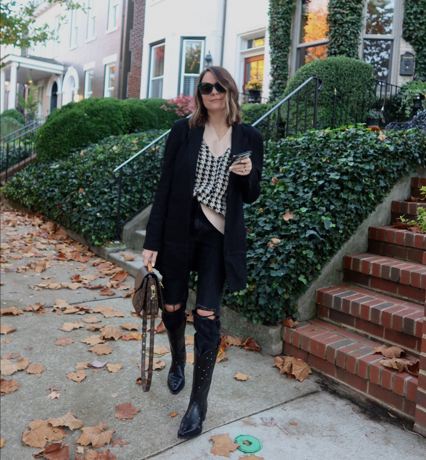 A sweater vest moment. Causal holiday outfit. Casual winter style. Black blazer outfit. Business casual outfit. Abercrombie jeans on sale!! 

#LTKSeasonal #LTKxAF #LTKsalealert