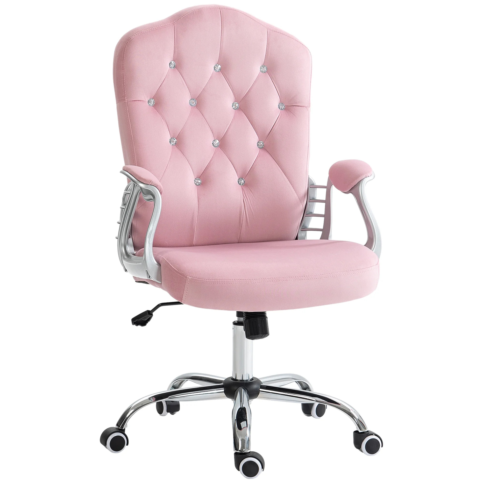 Vinsetto Home Office Chair, Velvet Computer Chair, Button Tufted Desk Chair, Pink | Walmart (US)