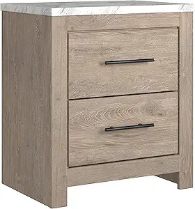 Signature Design by Ashley Senniberg Modern 2 Drawer Nightstand with Faux Marble Top, 24.72" Tall... | Amazon (US)