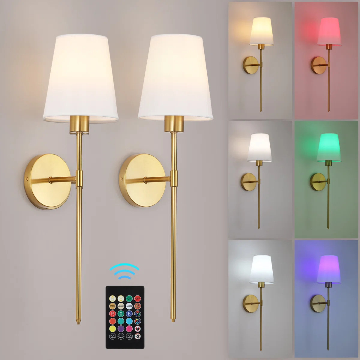 Rechargeable Remote-Control 3-Color Temp Wall Sconces (2-Pack) (Set of 2) | Wayfair North America