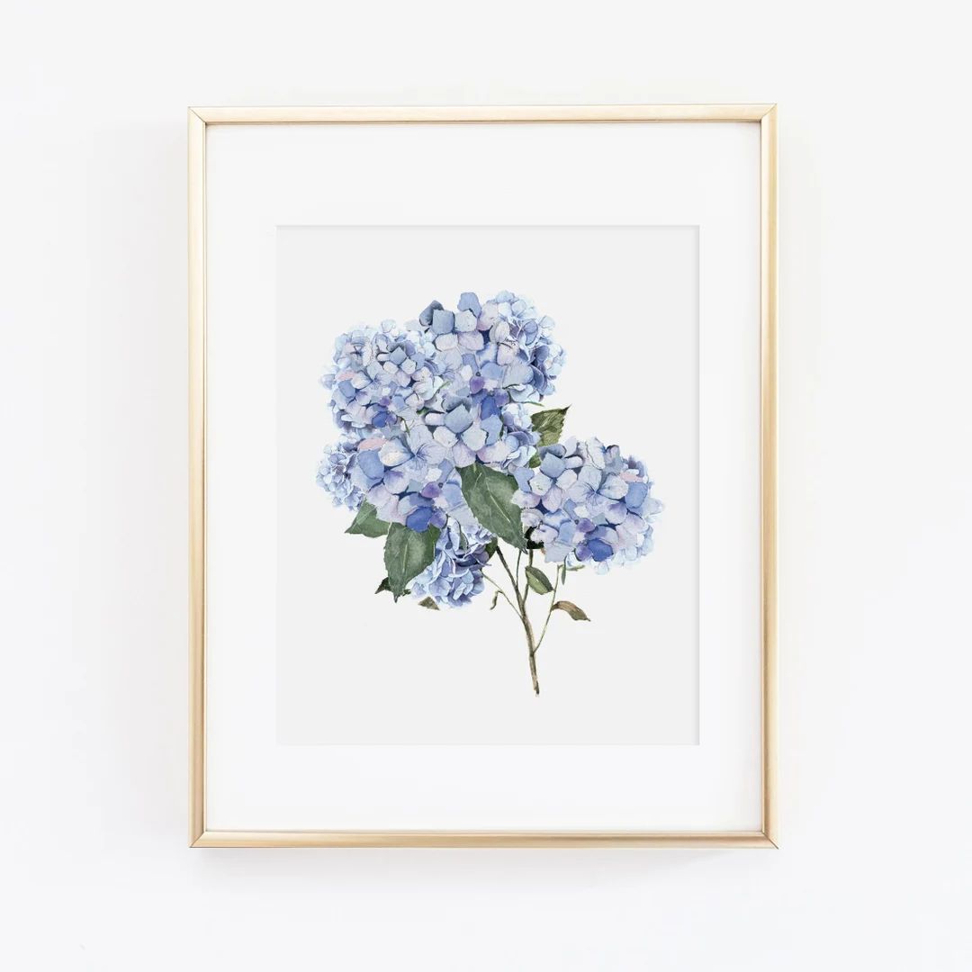 Blue Hydrangea Floral Watercolor Print  Hydrangea Art Print  - Etsy | Etsy (US)