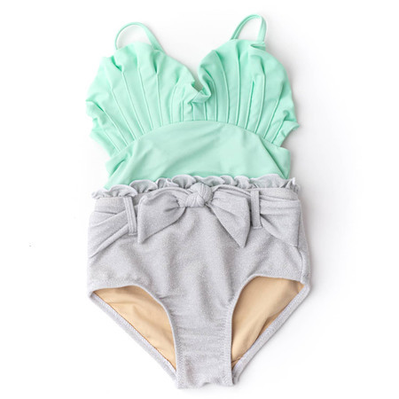 Mint Shimmer Mermaid Water Appearing Girls One Piece Swimsuit 6m-6 | Shade Critters