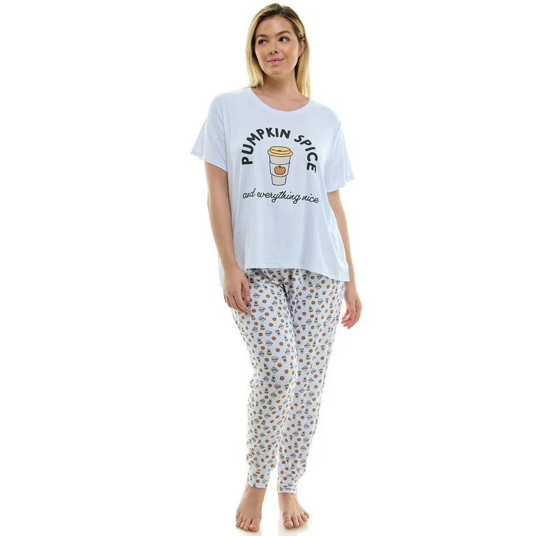 Jaclyn Short Sleeve Crew Neck & Jogger Halloween Pajama Set | Walmart (US)