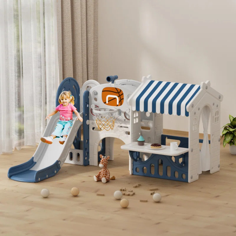 GLAF 10 in 1 Toddler Slide with Playhouse, Kids Slide Indoor Outdoor Playset | Wayfair North America