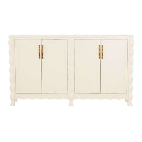 Dawson Cabinet with Carved Ruffle Details & Adjustable Shelves in White Finish | Ballard Designs, Inc.