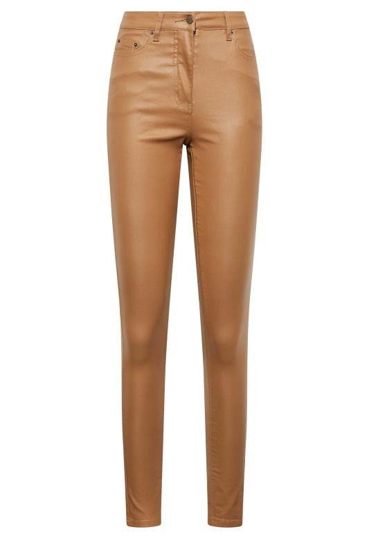 LTS Tall Camel Brown Coated AVA Skinny Jeans | Long Tall Sally