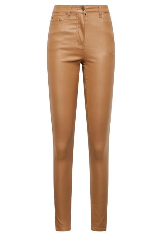 LTS Tall Camel Brown Coated AVA Skinny Jeans | Long Tall Sally