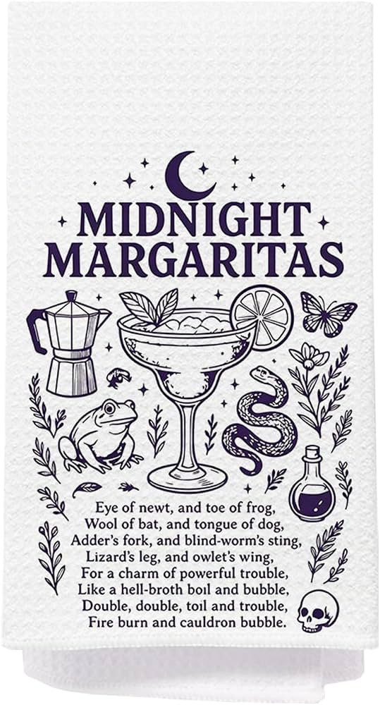 Witchy Midnight Margaritas Halloween Kitchen Bar Hand Towels 16x24 | Amazon (US)