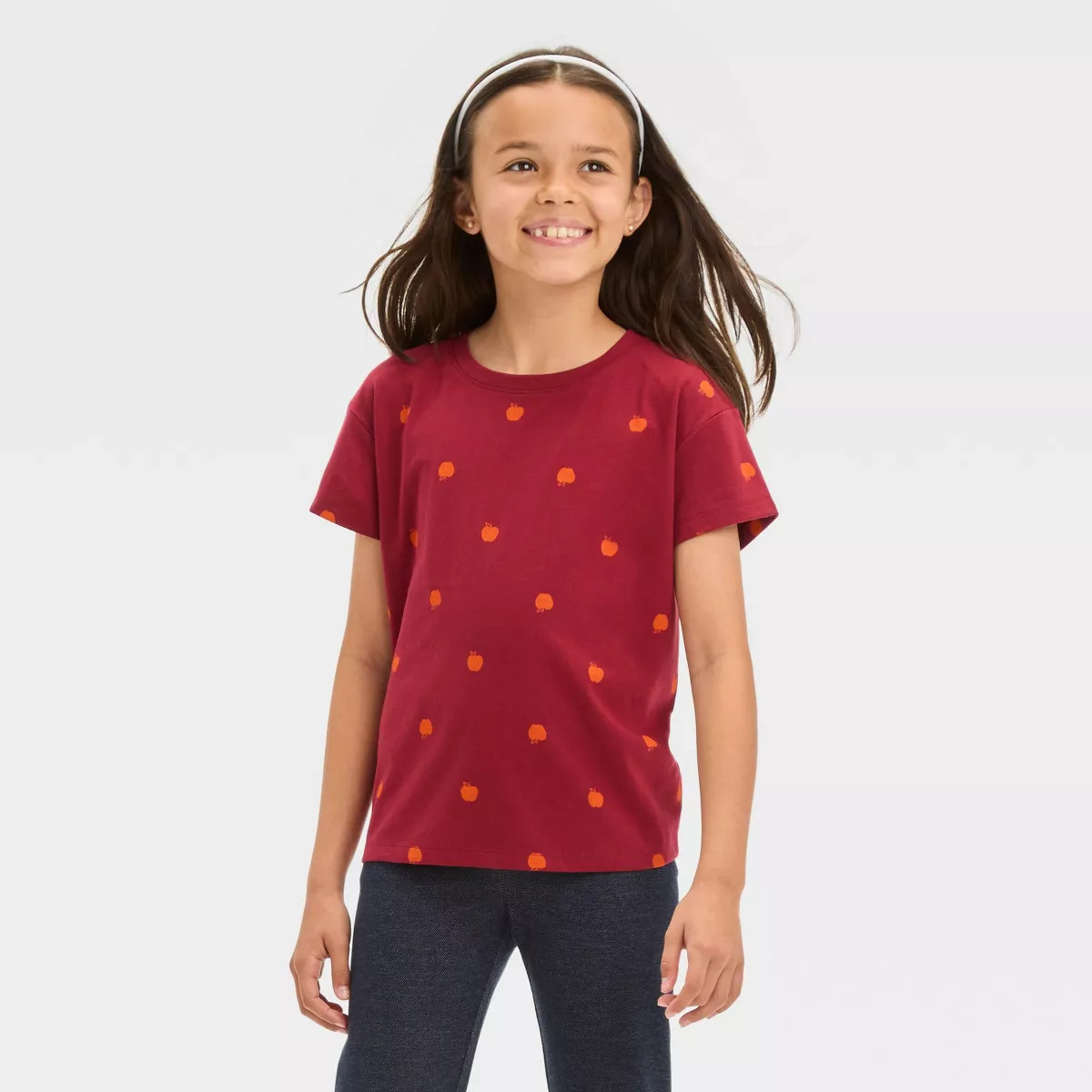 Girls' Short Sleeve Heart T-Shirt - Cat & Jack™ Cream/Lavender M | Target