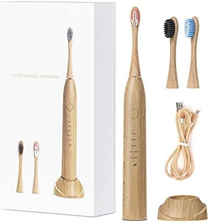 Electric Bamboo Toothbrush, Sonic Toothbrush IPX8 Waterproof, 2 Minute Timer, 3 Rechargeable and ... | Amazon (US)