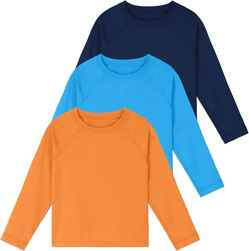 Cooraby 3 Pack Baby Toddler UPF 50+ Long-Sleeve Rashguard Swim Shirt Swimwear Surf Tops Athletic ... | Amazon (US)