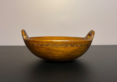 Vintage Hand-Carved Wooden Bowl with Handles – Young Corporation – Rustic Decor | eBay US