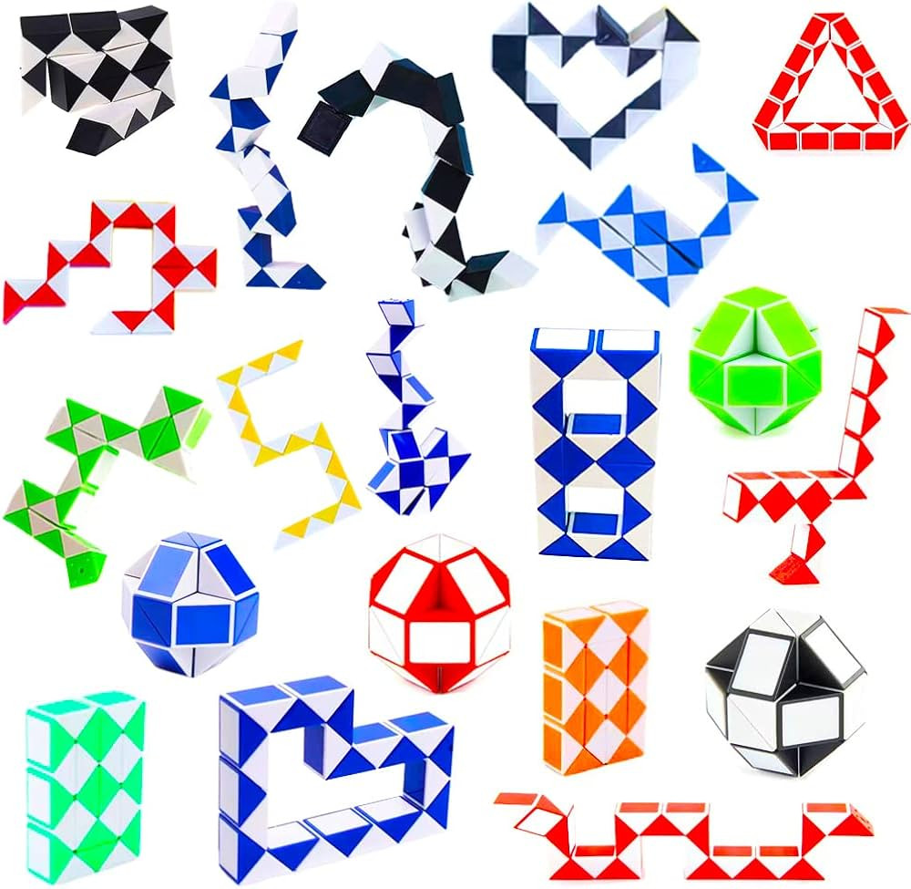 24 Pack 24 Blocks Fidget Snake Cube, Mini Snake Ruler Twist Puzzle Toys for Kids Party Bag Filler... | Amazon (US)