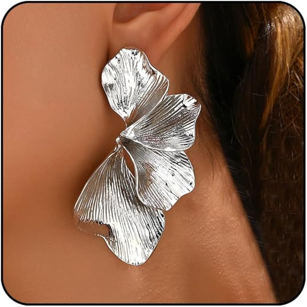 Big Statement Earrings for Women Chunky Earrings for Women Trendy Large Flower Ginkgo Leaf Floral... | Amazon (US)