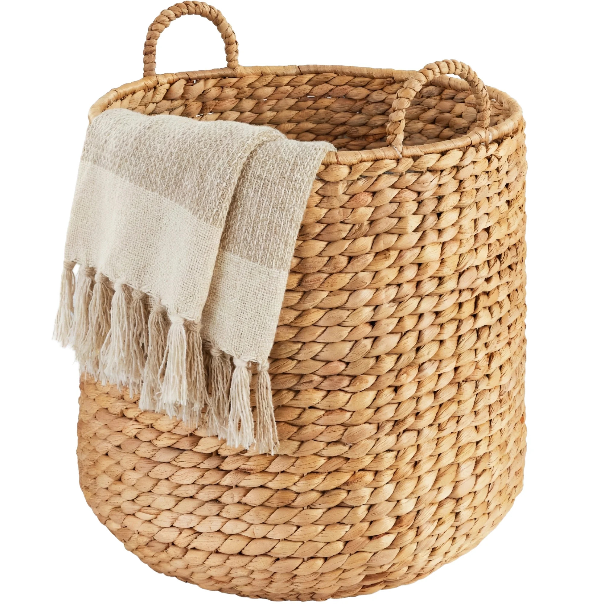 Best Choice Products Round Storage Basket w/ Handles, Handwoven Water Hyacinth, Storage Organizer... | Walmart (US)