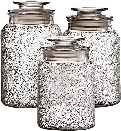 Style Setter Canister Set 3-Piece Jars in 1, 1.3 & 1.6 Liters Retro Design w/Airtight Glass Lids ... | Amazon (US)