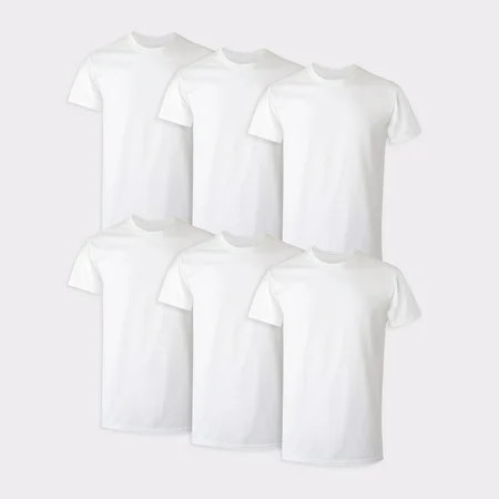 Hanes Men s Value Pack White Crew T-Shirt Undershirts 6 Pack | Walmart (US)