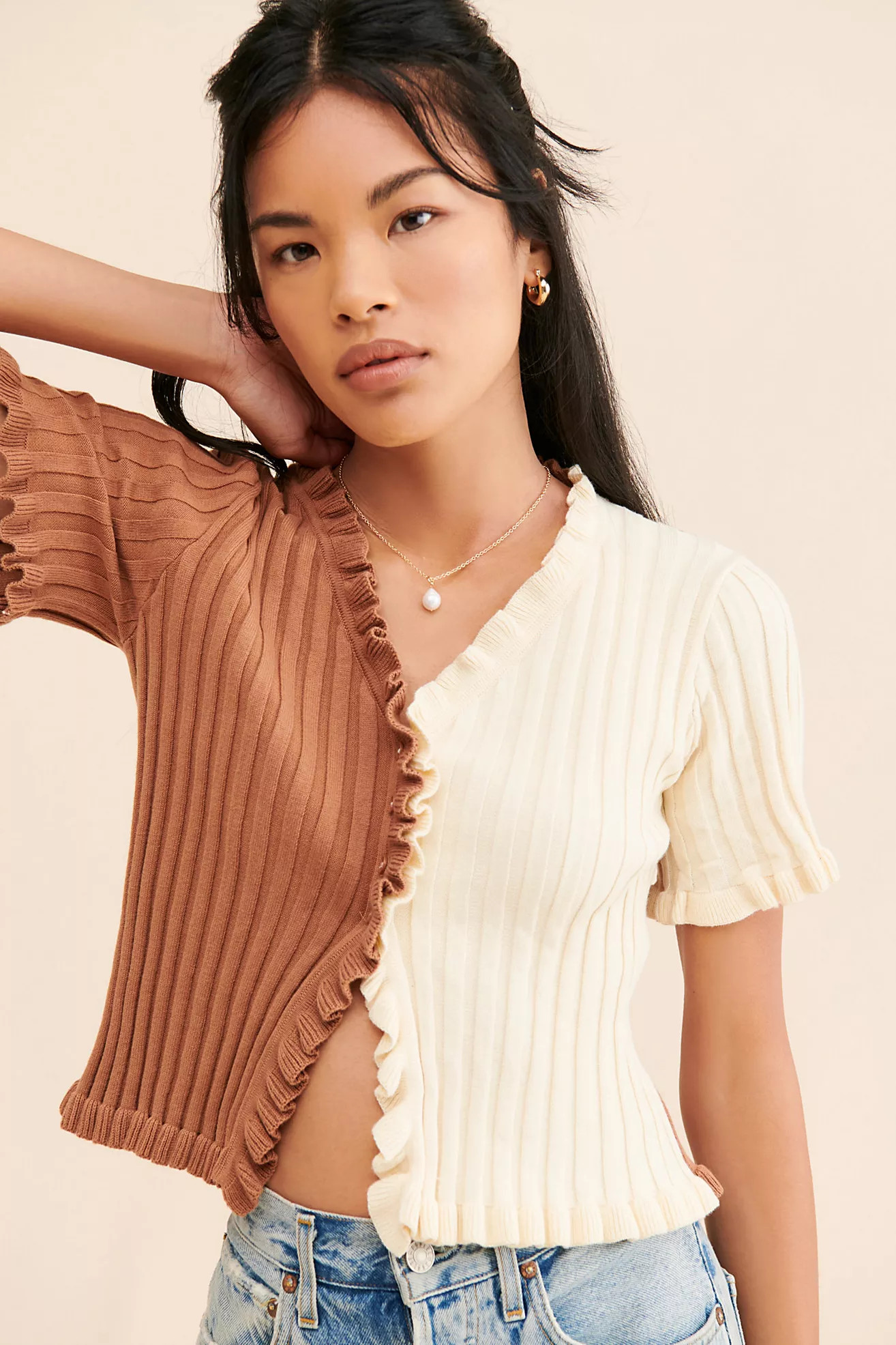 Find Me Now Colorblock Ruffled Cardigan | Free People (Global - UK&FR Excluded)
