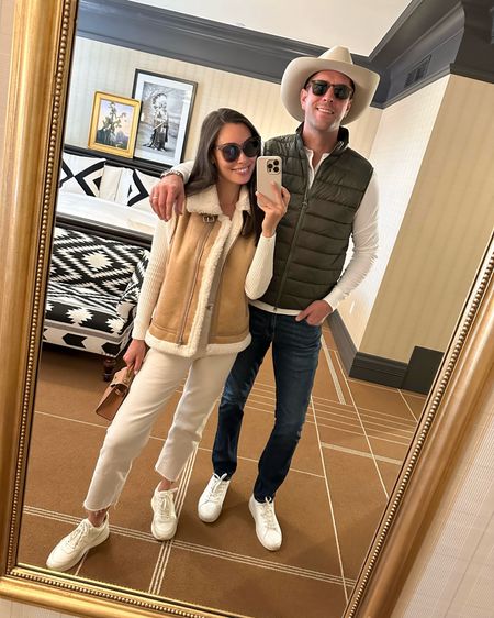 Kat Jamieson wears a Sherpa vest in Aspen. Sneaker outfit, what to wear in Aspen. His and hers style. Men’s fashion.

#LTKmens #LTKSeasonal #LTKtravel