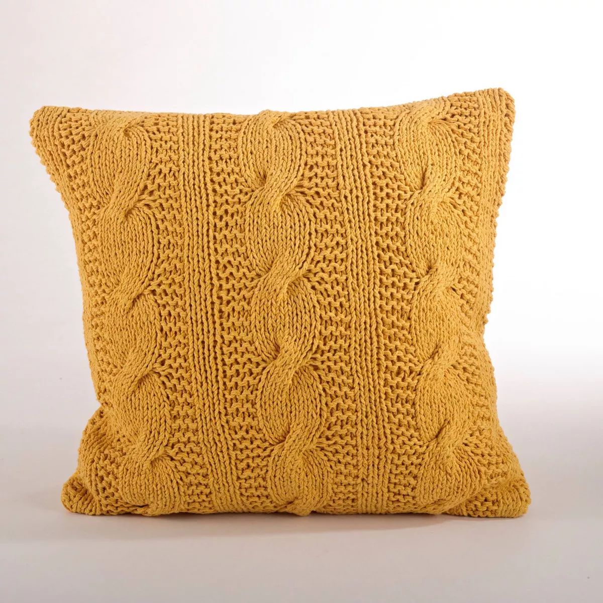 20"x20" Oversize Cable Knit Design Square Throw Pillow - Saro Lifestyle | Target