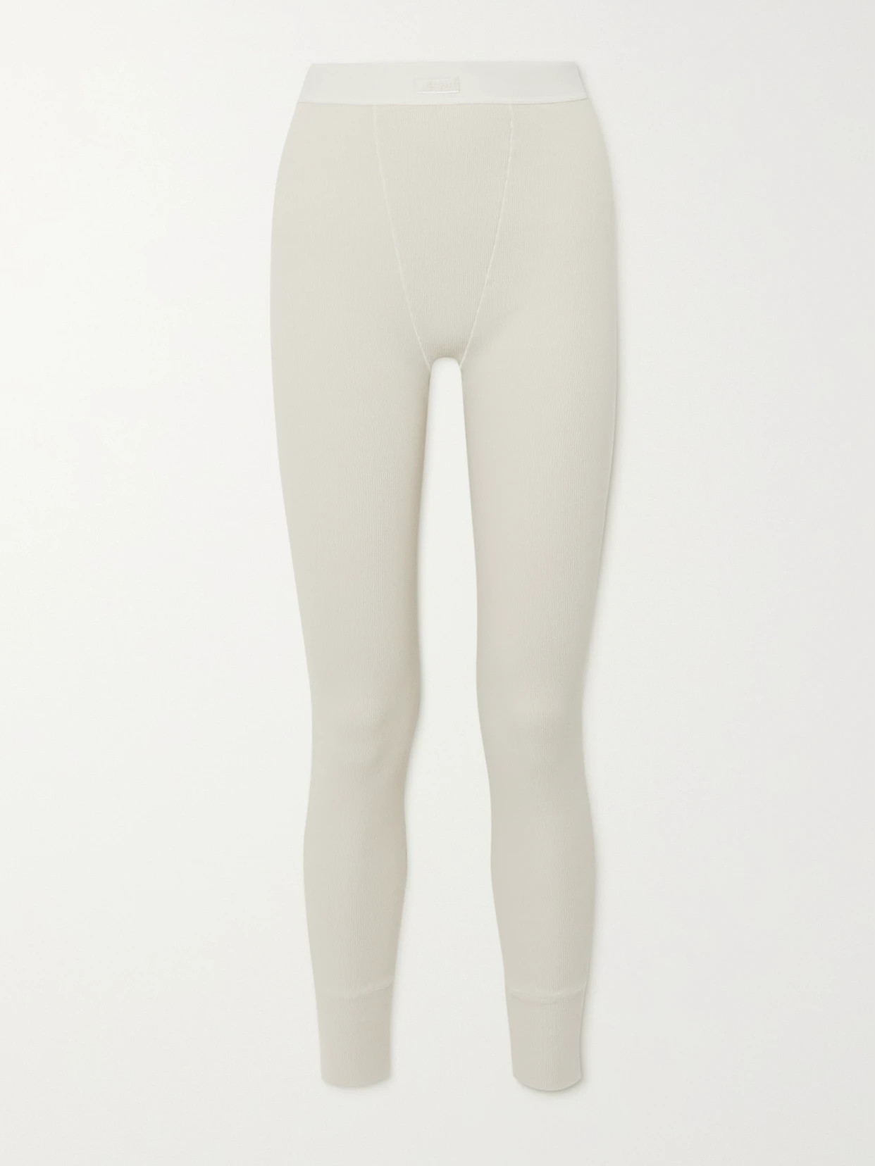 Skims - Thermal Ribbed Cotton-blend Leggings - Bone | NET-A-PORTER (US)