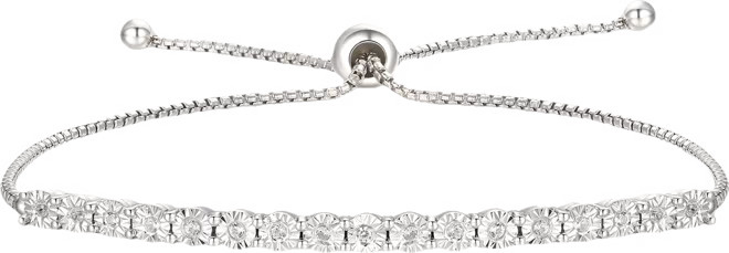 Diamond Bolo Bracelet (1/10 ct. t.w.) in Sterling Silver, 14k Gold-Plated Sterling Silver or 14k ... | Macy's