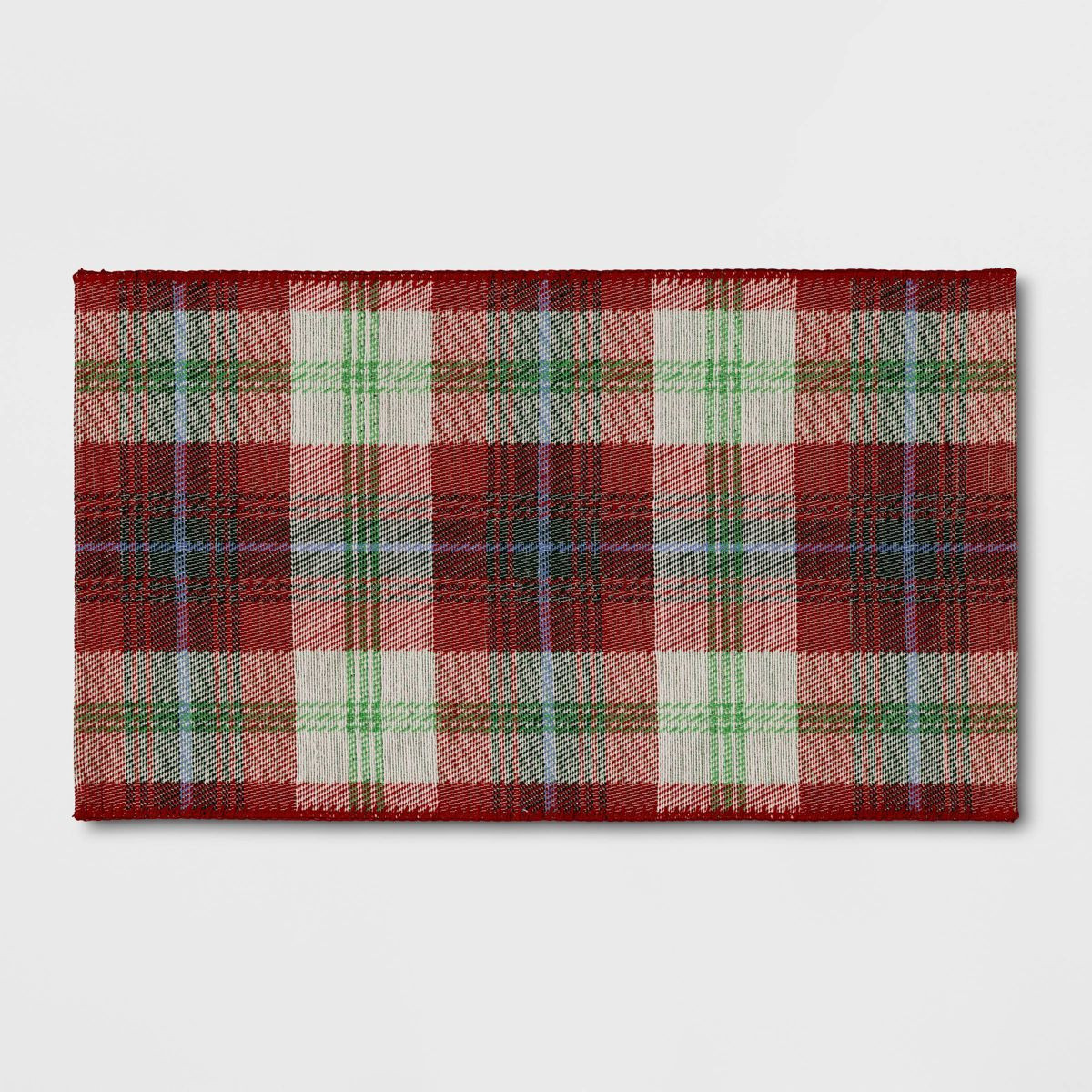 1'8"x2'10" Rectangle Plaid Rug - Threshold™: Red Flat Pile, Machine Washable, Indoor Accent, OE... | Target