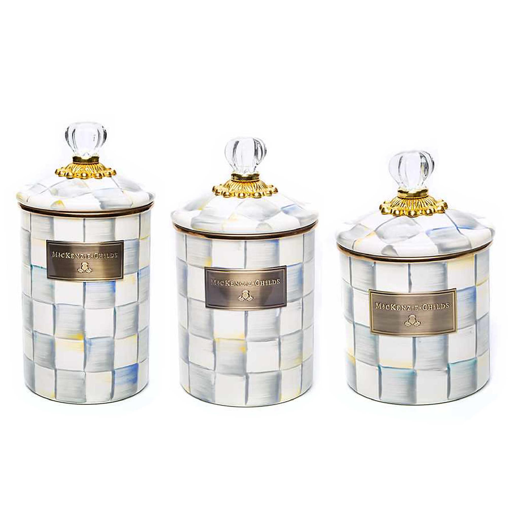MACKENZIE-CHILDS Enamel Canister Set, Small (38 oz.), Medium (48 oz.), and Large (64 oz.) Kitchen... | Amazon (US)