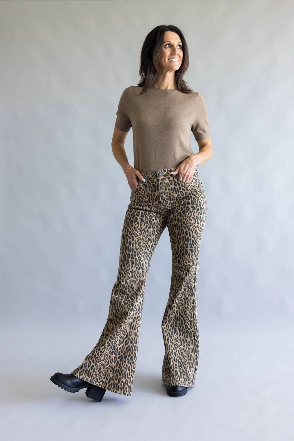 Judy Blue Jacqueline Mid Rise Flare Leg Jeans for Women in Leopard | Glik's