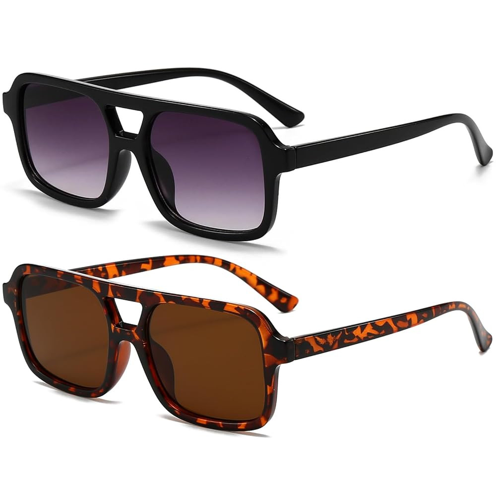 AIEYEZO Retro Square Sunglasses for Women Men Trendy Rectangle Aviator Sun Glasses Vintage 70s Sh... | Amazon (US)