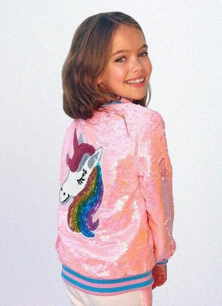 Pretty in Pink Unicorn Sequin Bomber | Lola + The Boys