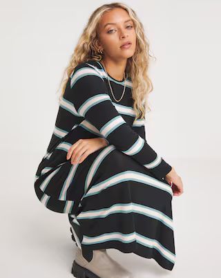 Black Stripe Midaxi T-Shirt Dress | Simply Be | Simply Be (UK)